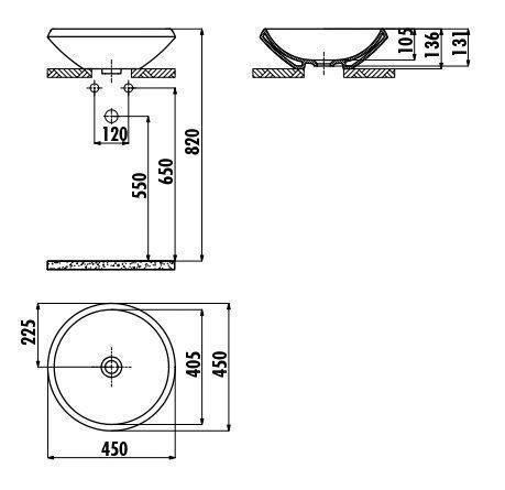 Раковина из сантехнического фарфора Creavit Mono MN045-00CB00E-AK00 50х50 накладная цвет золото - фото 2