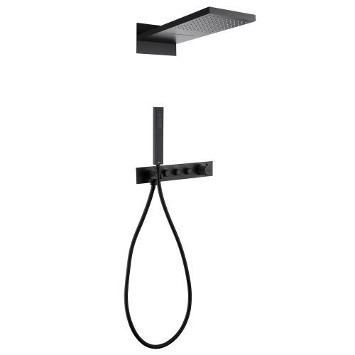 Душевая система Abber AF8752B встраиваемая в стену цвет черный с термостатом