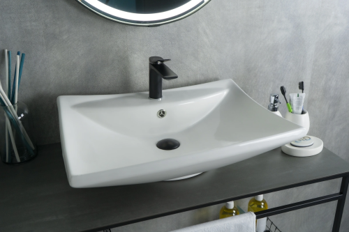 Раковина керамическая Gid Geométrico 51122 60х50 накладная цвет белый 1 отверстие под смеситель