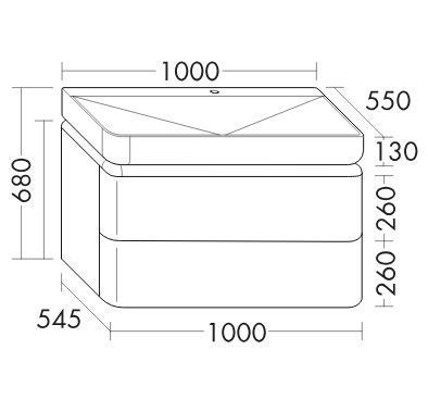 Тумба с раковиной Burgbad B.ME SGTW100F5981G0126C0037*1 100х60 подвесная цвет белый - фото 2