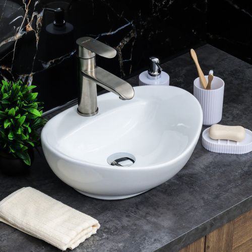 Раковина из сантехнического фарфора Melana 7167-805 60х40 накладная цвет белый 1 отверстие под смеситель