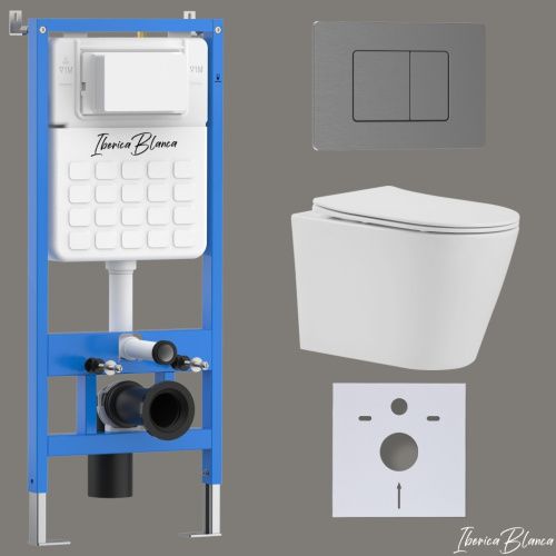 Комплект унитаз с инталляцией и клавишей смыва Iberica Blanca BURGOS ALTO IB001.BRA.234.1180