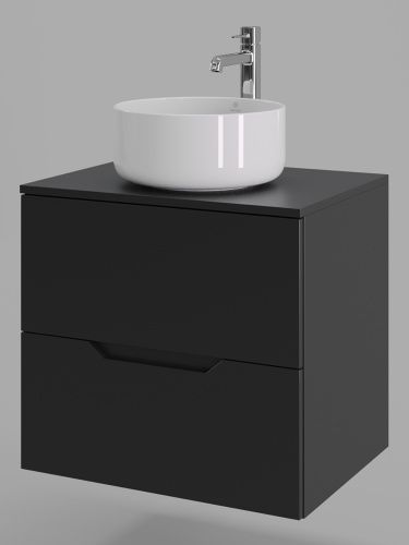 Тумба с раковиной Orange Line Li-60TubMDF+B07-345W 60х50 подвесная цвет черный