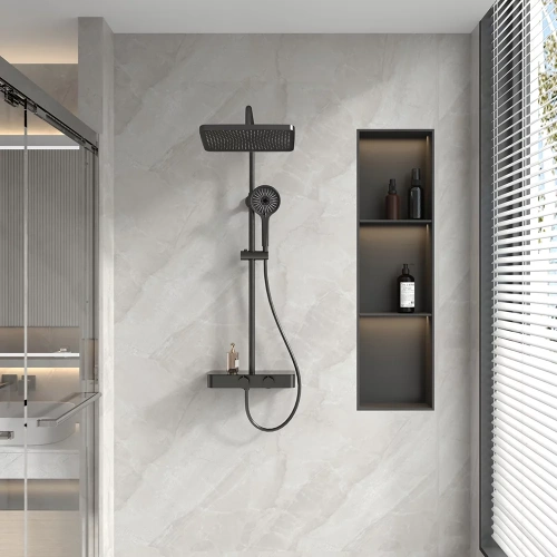 Душевая стойка Veconi FOSSA FO-210-B-C4 настенная цвет черный