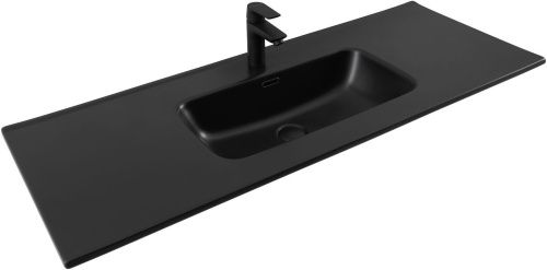 Раковина керамическая Aquanet Flat 00329258 120х50 полувстраиваемая цвет черный 1 отверстие под смеситель