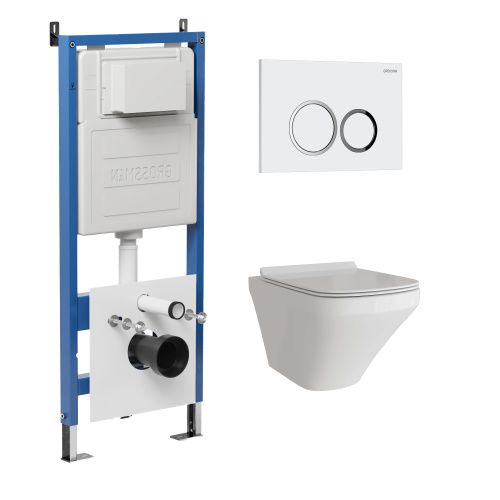 Инсталляция + кнопка смыва + унитаз Grossman Galaxy 97.4440S.01.000