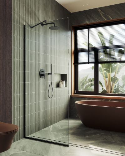 Душевая перегородка Maybah Glass MGD-683-6у 120х195 стекло прозрачное профиль черный