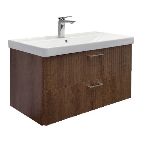 Тумба с раковиной Comforty Ангара 00-00021037CF 90х0 подвесная цвет коричневый