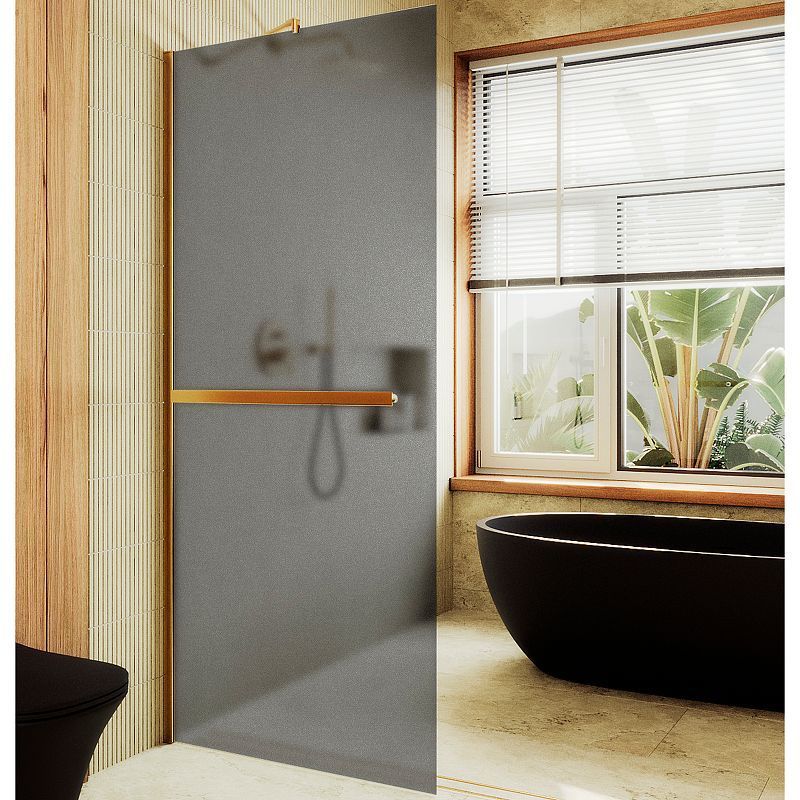 Душевая перегородка Maybah Glass MGD-712-3ш 110х195 стекло тонированное профиль золото