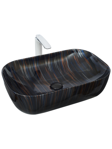 Раковина из сантехнического фаянса WeltWasser WW SK 10000004555 40 см накладная цвет черный/оранжевый/синий без отверстий под смеситель