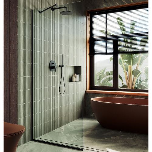 Душевая перегородка Maybah Glass MGD-689-6у 90х195 стекло прозрачное профиль черный