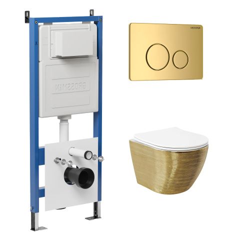 Инсталляция + кнопка смыва + унитаз Grossman Style 97.4455GWS.05.30M