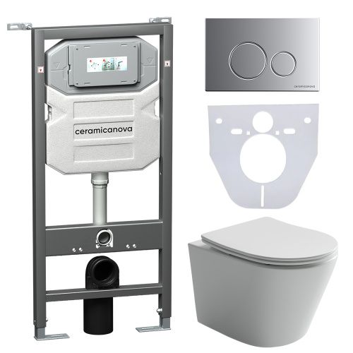 Инсталляция с кнопкой + унитаз + шумоизоляция Ceramica Nova CN6000_1001M_1000