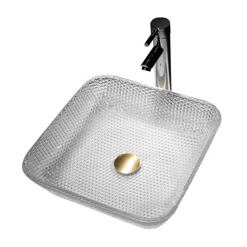 Раковина стеклянная Abber GLAS AK2311 40х40 накладная цвет прозрачный без отверстий под смеситель