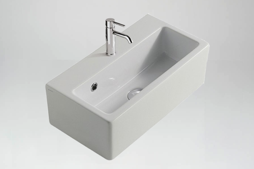 Раковина из сантехнического фарфора Galassia Plus Design 6031M 50х30 накладная цвет белый 1 отверстие под смеситель