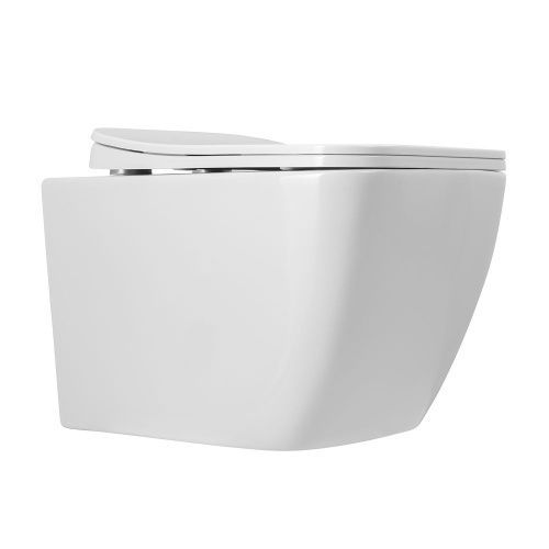 Унитаз подвесной Art&Max Maxima AM010CHR/AM010SC белый с сиденьем микролифт каскадный смыв