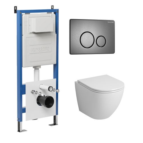 Инсталляция + кнопка смыва + унитаз Grossman Style 97.4455S.05.42M