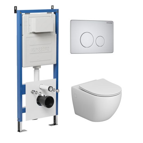 Инсталляция + кнопка смыва + унитаз Grossman Style 97.4411S.05.01M