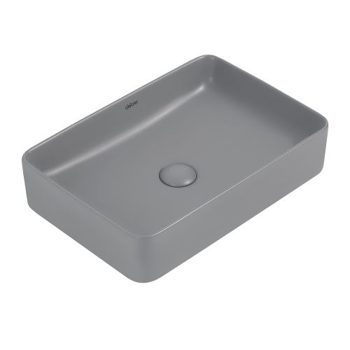 Раковина из сантехнического фаянса Abber RECHTECK AC2207MG 50х30 накладная цвет серый без отверстий под смеситель