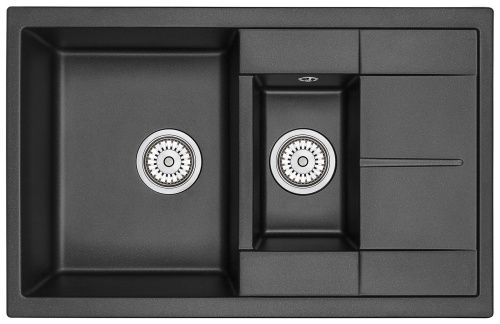 Кухонная мойка Granula 7802, ШВАРЦ 80х50 цвет черный поверхность матовая