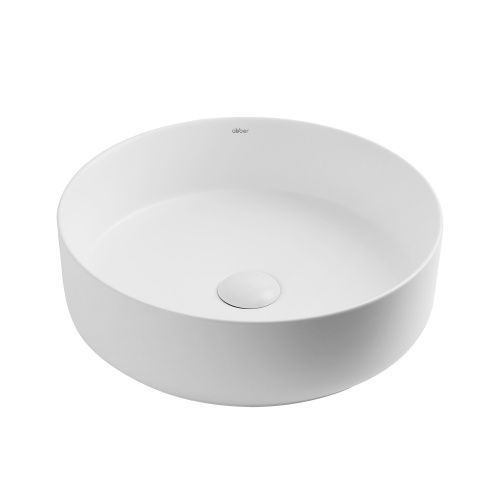Раковина из сантехнического фаянса Abber BEQUEM AC2109MW 40х40 накладная цвет белый без отверстий под смеситель