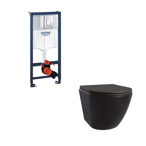 Сет унитаз AM25010 Nero+Система инсталляции для унитаза, GROHE Rapid SL, комплект 3 в 1, монтажная высота 1.13 м, (38772001)