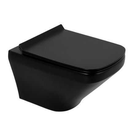 Чаша унитаза подвесная BelBagno SELA BB3201CHR-MB цвет черный без сиденья безободковая каскадный смыв