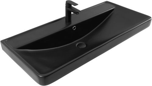 Раковина керамическая Aquanet Ирис 00329251 105х47 полувстраиваемая цвет черный 1 отверстие под смеситель