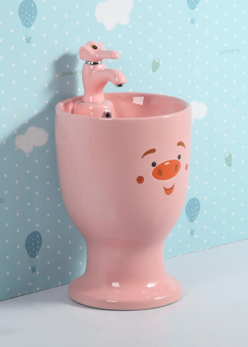 Раковина керамическая Gid Aventura 69911 40х40 напольная цвет розовый 1 отверстие под смеситель