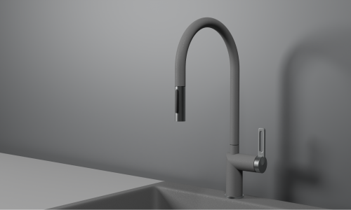 Смеситель для кухни Granula 8172, АЛЮМИНИУМ на мойку серый