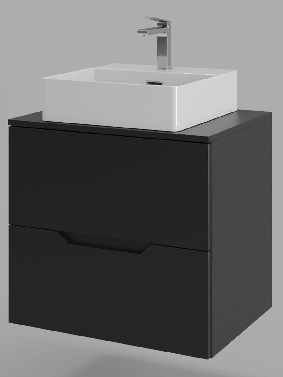 Тумба с раковиной Orange Line Li-60TubMDF+B04-405W 60х50 подвесная цвет черный