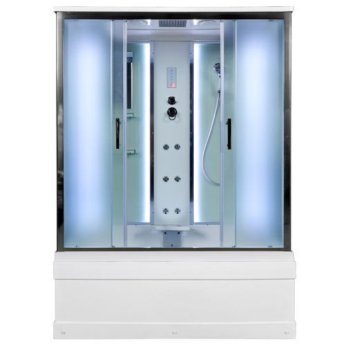 Душевой бокс AvaCan  EM4516LED+GM 160х85 стекло матовое профиль хром