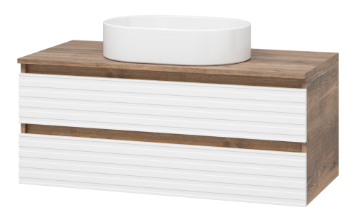 Тумба под раковину Brevita Dakota DAK-09100-19/01-2Я 100х50 подвесная цвет белый/коричневый