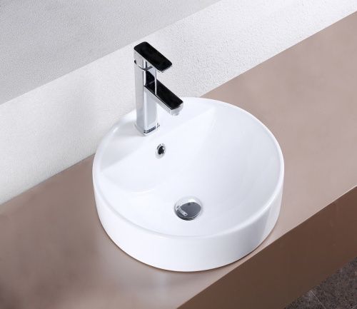 Раковина из сантехнического фаянса CeramaLux 7067A 50х50 накладная цвет белый 1 отверстие под смеситель