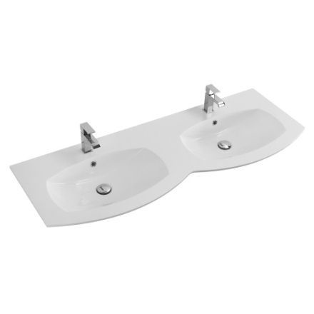 Раковина из искусственного камня Cezares 50156 140х50 подвесная цвет белый 2 отверстия под смеситель