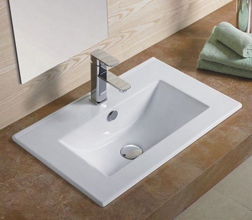 Раковина из сантехнического фаянса CeramaLux YJ803-60 60х40 встраиваемая цвет белый 1 отверстие под смеситель