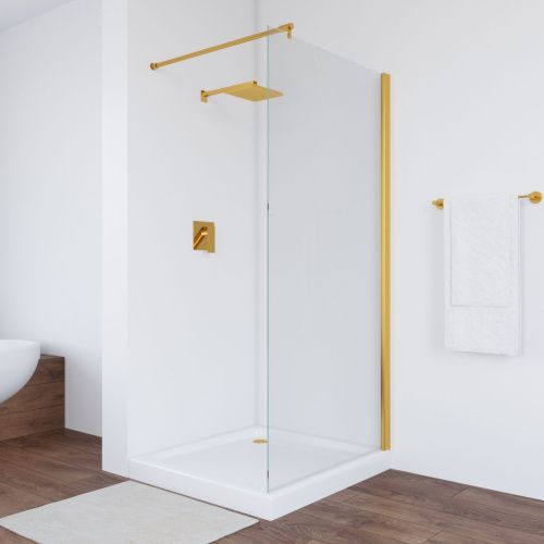 Душевая перегородка Vegas-Glass EAF TUR+NOVO EAF TUR NOVO 116 09 crystalvision 115х200 стекло прозрачное профиль золото