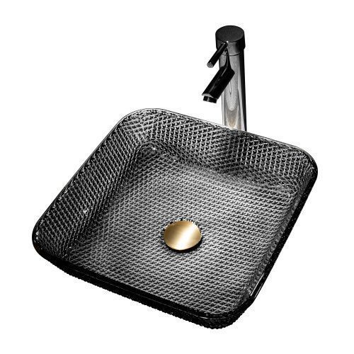 Раковина стеклянная Abber GLAS AK2311B 40х40 накладная цвет черный без отверстий под смеситель