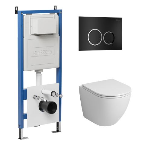 Инсталляция + кнопка смыва + унитаз Grossman Galaxy 97.4455S.01.210