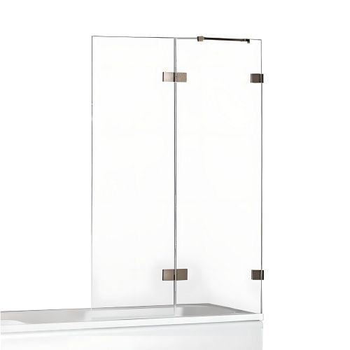 Душевая шторка на ванну New Trendy AVEXA Gunmetal brushed EXK-3530 140х150 стекло прозрачное профиль оружейная сталь ориентация правая