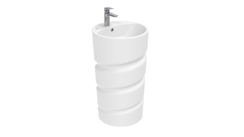 Раковина из сантехнического фарфора Creavit Spiral CL084-00CB00E-0000 50х50 напольная цвет белый