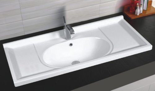 Раковина из сантехнического фаянса Gid Simple-N 71139 100х50 встраиваемая цвет белый 1 отверстие под смеситель