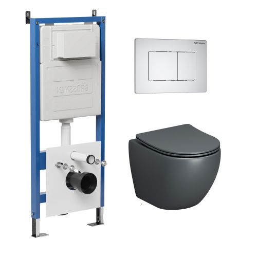 Инсталляция + кнопка смыва + унитаз Grossman Classic 97.4455GMS.04.01M