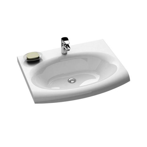 Раковина из искусственного камня Ravak EVOLUTION XJE01200000 70х60 накладная цвет белый 1 отверстие под смеситель