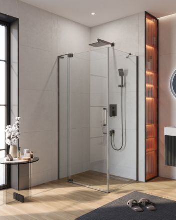 Душевой уголок Cezares SLIDER SLIDER-AH-1-80-100/110-C-GM 100х80 стекло прозрачное профиль оружейная сталь без поддона