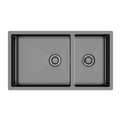 Кухонная мойка Paulmark ALLER 78/2S UNI PM527844-GM 45х40 цвет вороненая сталь поверхность брашированная