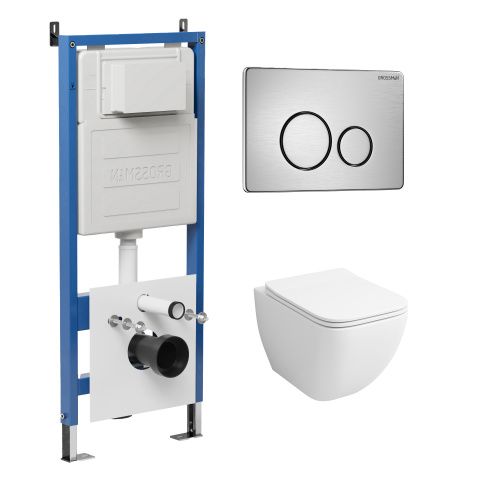 Инсталляция + кнопка смыва + унитаз Grossman Style 97.4447S.05.12M