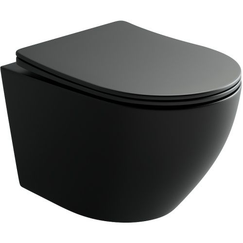 Унитаз подвесной Ceramica Nova UNO CN11001MB черный с сиденьем микролифт безободковый душевой смыв