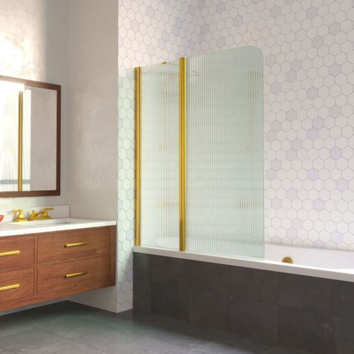 Душевая шторка на ванну Vegas-Glass E2V LUX ST E2V LUX ST 115 09 Moru L 115х150 стекло рифленое профиль золото ориентация левая