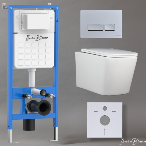 Комплект унитаз с инталляцией и клавишей смыва Iberica Blanca TOLEDO ALTO IB001.TLA.231.214